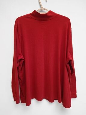Terra & Sky Red Long Sleeve Mockneck Pullover Top 3X-24W-26W (EM1)